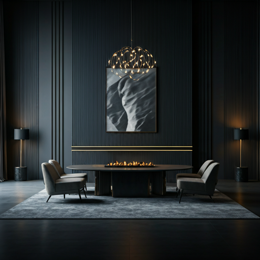 Luxury modern home interior with cinematic lighting